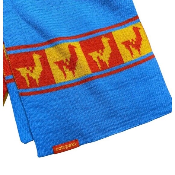 Cotopaxi Scarf Llama Print Blue Knit Wool Blend Gorpcore Outdoors Granola Girl - Picture 3 of 7